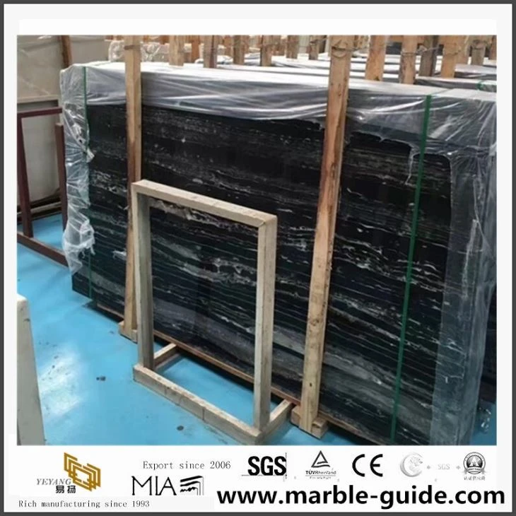 Black Marble With White Lines For Vanity Top/Table, Silver Portoro Marble Slab&Tile