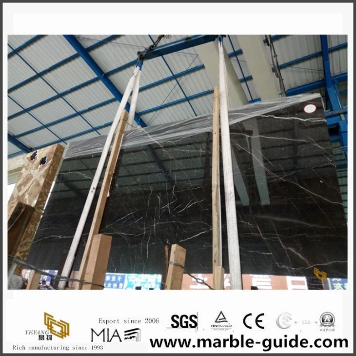 S.T Nero Black Saint Laurent Marble Slabs With Gold And White Veins From China