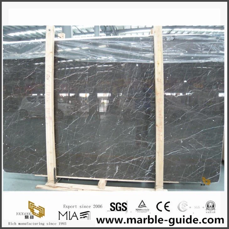 S.T Nero Black Saint Laurent Marble Slabs With Gold And White Veins From China